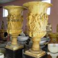 Hand Carved antique natural marble flower pot